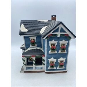 Heartland Valley Village Victorian Blue Christmas Village Lighted House No Light